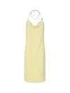 Bottega Veneta Chain-detailed Ribbed-knit Midi Halter Dress In Pineapple