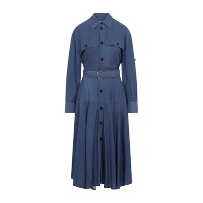 Bottega Veneta Viscose Midi Dress Women In Blue