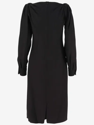 Bottega Veneta Viscose Midi With Knotted Shoulders Dress In Black