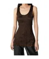 Bottega Veneta Viscose Satin Crushed Tank Top In Ebony