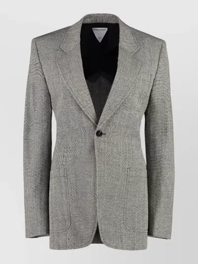Bottega Veneta Viscose Silk Blend Tailored Single Breasted Blazer In Gray