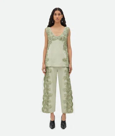 Bottega Veneta Lace Embroidered Viscose Top In Green