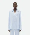 Bottega Veneta Light Blue Twill Viscose Shirt In Blue