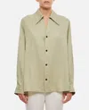 Bottega Veneta Oversized Green Shirt With Maxi Collar In Fluid Viscose Woman In Grey