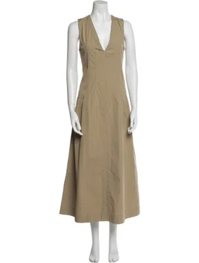 Pre-owned Bottega Veneta V-neck Long Dress In Neutral