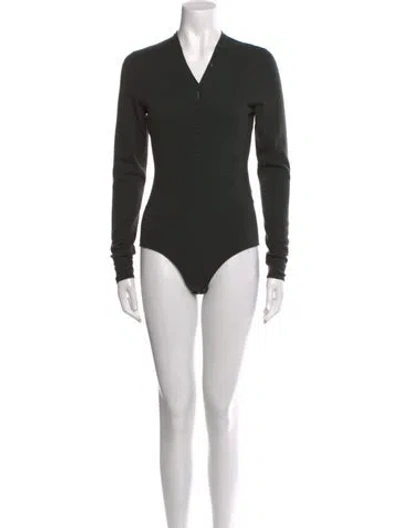 Pre-owned Bottega Veneta V-neck Long Sleeve Bodysuit In Brown