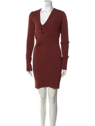 Pre-owned Bottega Veneta V-neck Mini Dress W/ Tags In Brown