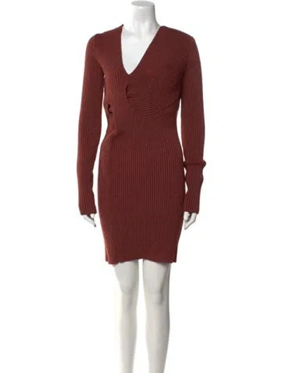 Pre-owned Bottega Veneta V-neck Mini Dress W/ Tags In Brown