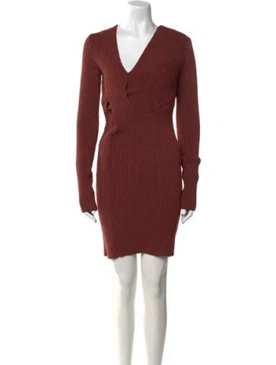 Pre-owned Bottega Veneta V-neck Mini Dress W/ Tags In Brown