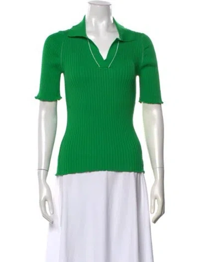 Pre-owned Bottega Veneta V-neck Short Sleeve Polo In Green