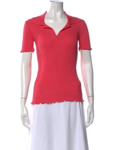 Pre-owned Bottega Veneta V-neck Short Sleeve Polo In Pink