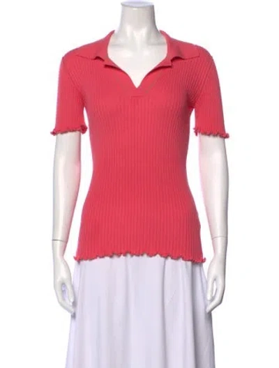 Pre-owned Bottega Veneta V-neck Short Sleeve Polo In Pink