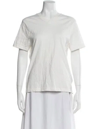 Pre-owned Bottega Veneta V-neck Short Sleeve T-shirt In White