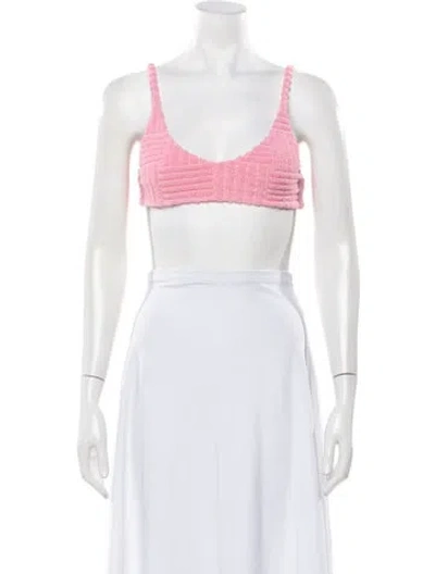 Pre-owned Bottega Veneta V-neck Sleeveless Sports Bra In Pink