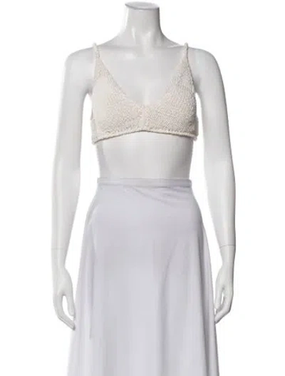 Pre-owned Bottega Veneta V-neck Sleeveless Sports Bra In White