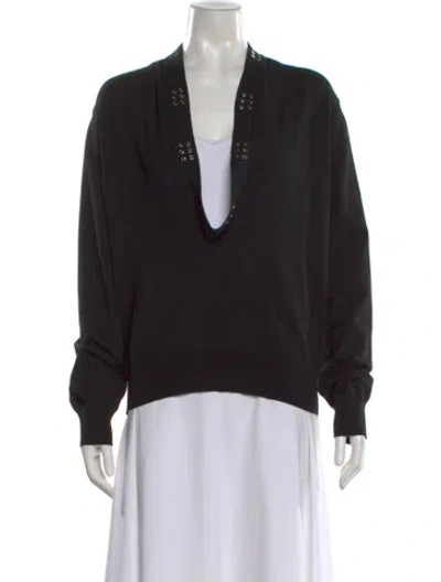 Pre-owned Bottega Veneta V-neck Sweater In Black