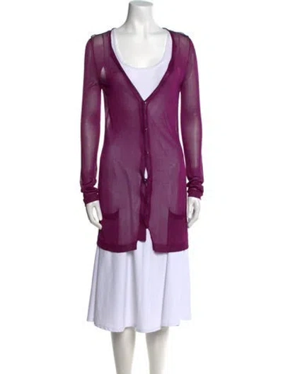 Pre-owned Bottega Veneta V-neck Sweater In Purple