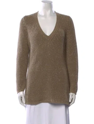 Pre-owned Bottega Veneta V-neck Sweater In Silver