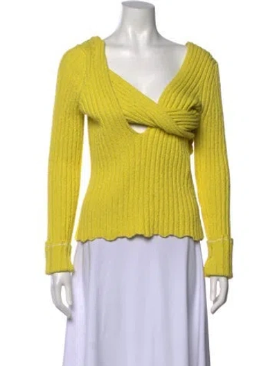 Pre-owned Bottega Veneta V-neck Sweater In Yellow