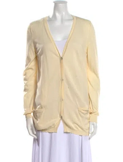Pre-owned Bottega Veneta V-neck Sweater In Yellow