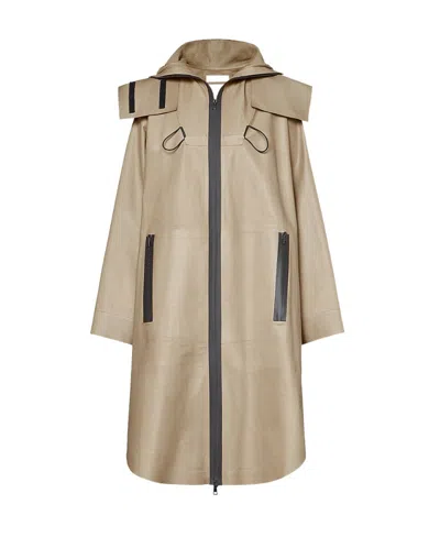 Bottega Veneta Voluminous Hooded Parka Coat In Nude