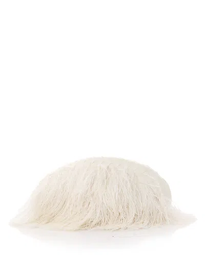 Bottega Veneta Vongola Ostrich Feather Clutch In White