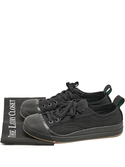 Pre-owned Bottega Veneta Vulcan Canvas Sneakers In Black