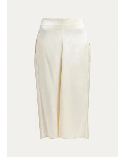 Bottega Veneta V-waist Satin Midi Skirt In Neutral