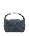 Bottega Veneta Mini Wallace Denim Boucle Shoulder Bag In Navy White/space
