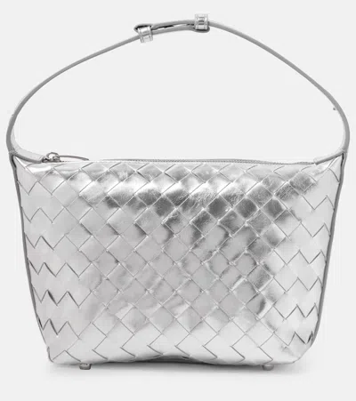 Bottega Veneta Wallace Intrecciato Leather Shoulder Bag In Silver
