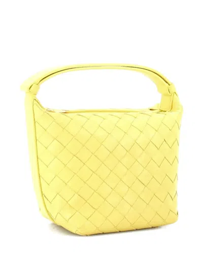 Pre-owned Bottega Veneta Wallace Intrecciato Nappa Mini Shoulder Bag In Yellow