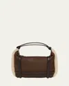 Bottega Veneta Wallace Mini Lamb Fur Top-handle Bag In Light Brown Teddy
