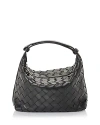 Bottega Veneta Wallace Mini Leather Shoulder Bag In Black/gold