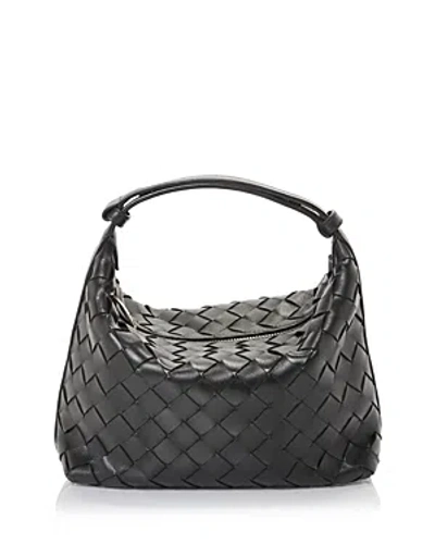 Bottega Veneta Wallace Mini Leather Shoulder Bag In Black/gold