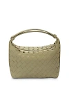 Bottega Veneta Mini Wallace Intrecciato Leather Top Handle Bag In Travertine/gold