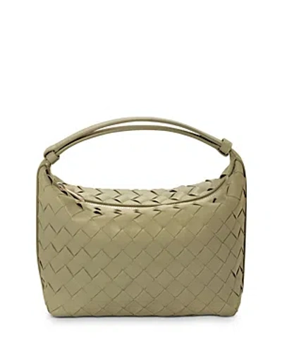 Bottega Veneta Mini Wallace Intrecciato Leather Top Handle Bag In Travertine/gold