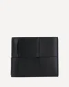 Bottega Veneta Bi-fold Intrecciato Wallet In Calf Leather In Black