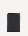 Bottega Veneta Cassette Small Bi-fold Intreccio Leather Wallet In Black