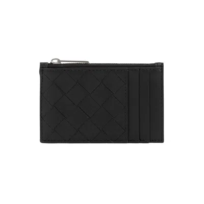 Bottega Veneta Intracciato Pattern Card Holder In Black