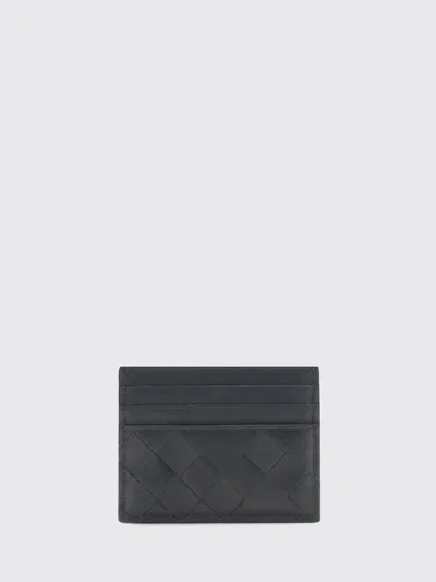 Bottega Veneta Mens Black-silver Intrecciato Leather Card Holder In Multi
