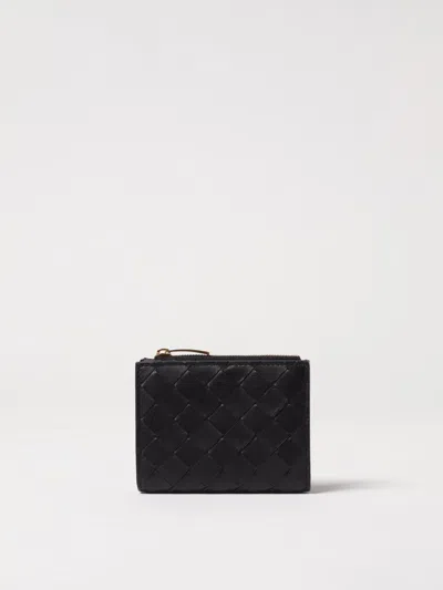 Bottega Veneta Womens Black-gold Intrecciato Leather Card Holder