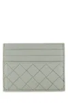 Bottega Veneta Agate Grey-gold Intrecciato Leather Card Holder In Agategreygold
