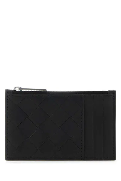 Bottega Veneta Intrecciato Mini Leather Card Holder In Black