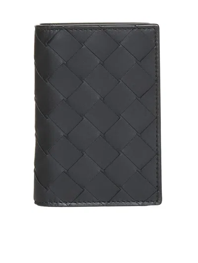 Bottega Veneta Intrecciato Medium Bi-fold Wallet With L-zip In Black
