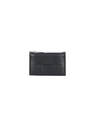 Bottega Veneta Intrecciato Zip Card Holder In Black