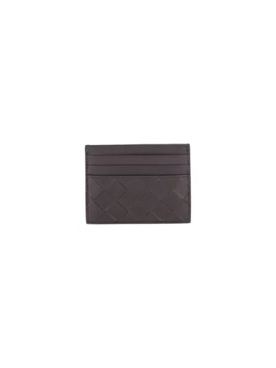 Bottega Veneta Intrecciato Leather Card Holder In Black