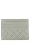 Bottega Veneta Agate Grey-gold Intrecciato Leather Card Holder In Grey