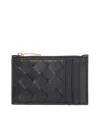 Bottega Veneta Credit Card Holder In Leather With Woven Pattern In Multicolor