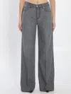 Bottega Veneta Wide-leg Vintage Denim Trousers Pleats In Gray