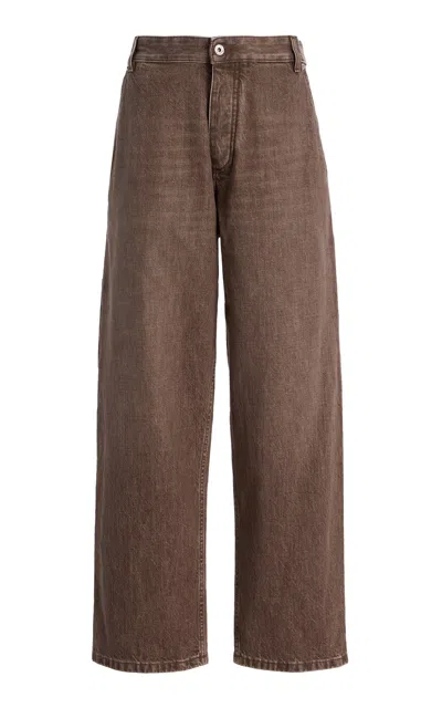 Bottega Veneta Wide-leg Denim Trousers With Pockets And Belt Loops In Neutral